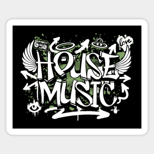 HOUSE MUSIC  - Graffiti Steez (Army Green/White) Magnet